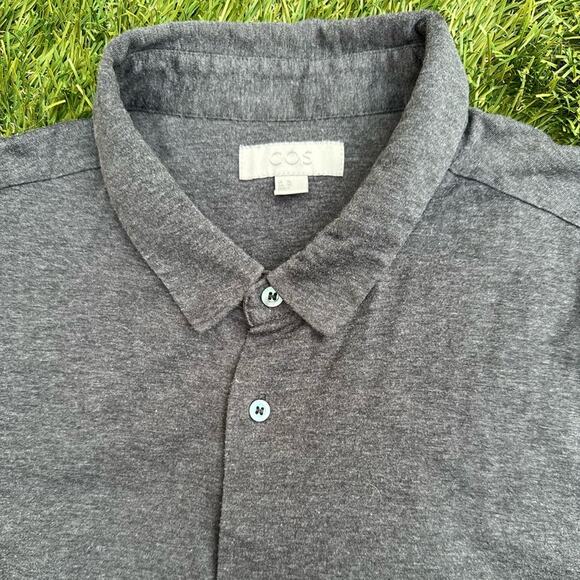 COS Cotton Jersey Long Sleeve Botton Up Shirt Soft Casual Lightweight Neutral XL - Picture 4 of 11
